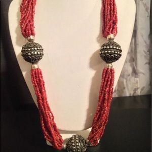 Vintage Multi Strand Chunky Red Jasper  Necklace